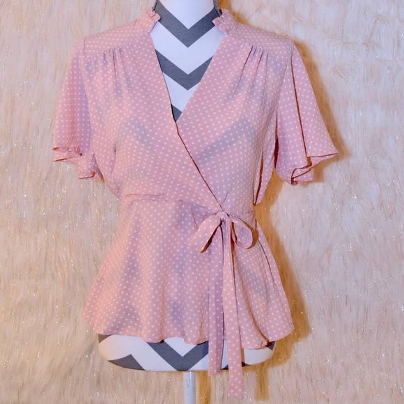Monteau Tops - Monteau Pink Blouse W Tie on Waist NWT